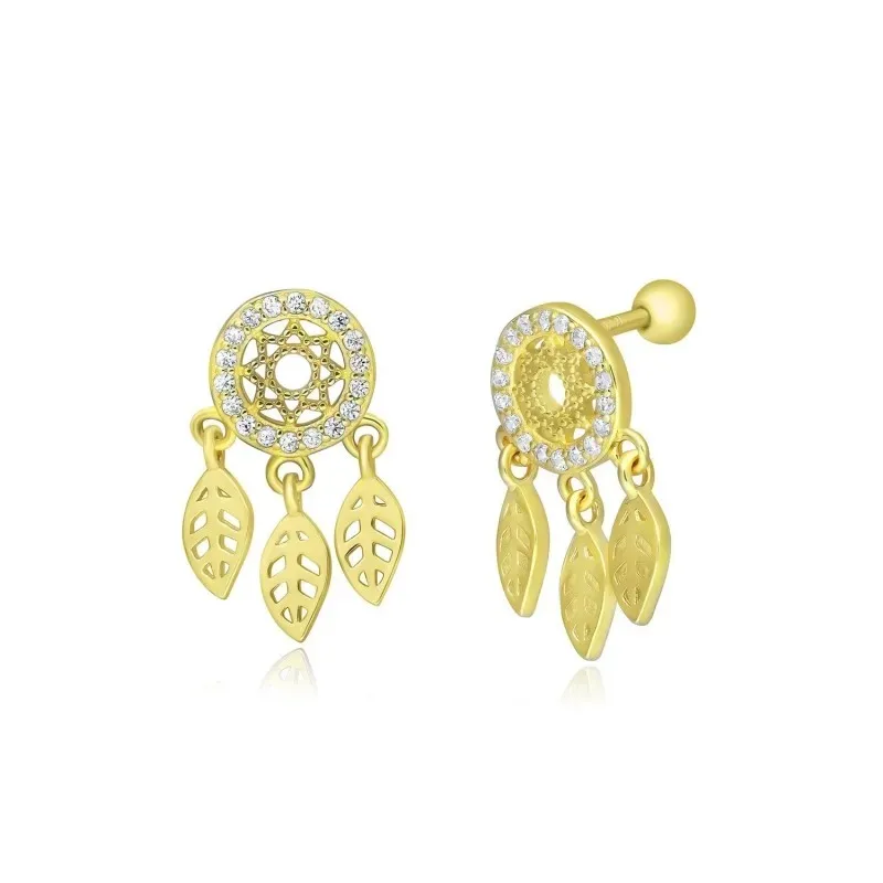 Pendientes Piercings Plata de Ley 925m chapados oro forma atrapasueño