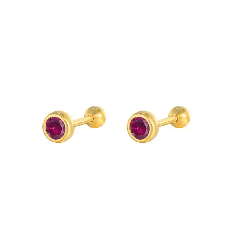 Pendientes Piercings Plata de Ley 925m chapados oro con 4 mm. circoni