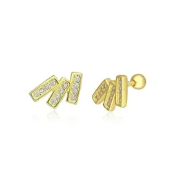 Pendientes Piercings Plata de Ley 925m chapados oro 10 mm. tres barra