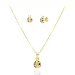 Juego Collar y Pendientes en Plata de Ley 925m chapados en oro mariqu