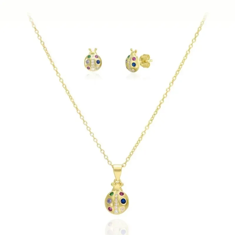 Juego Collar y Pendientes en Plata de Ley 925m chapados en oro mariqu