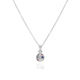 Collar Gargantilla en Plata de Ley 925m colgante mariquita 12 mm. con