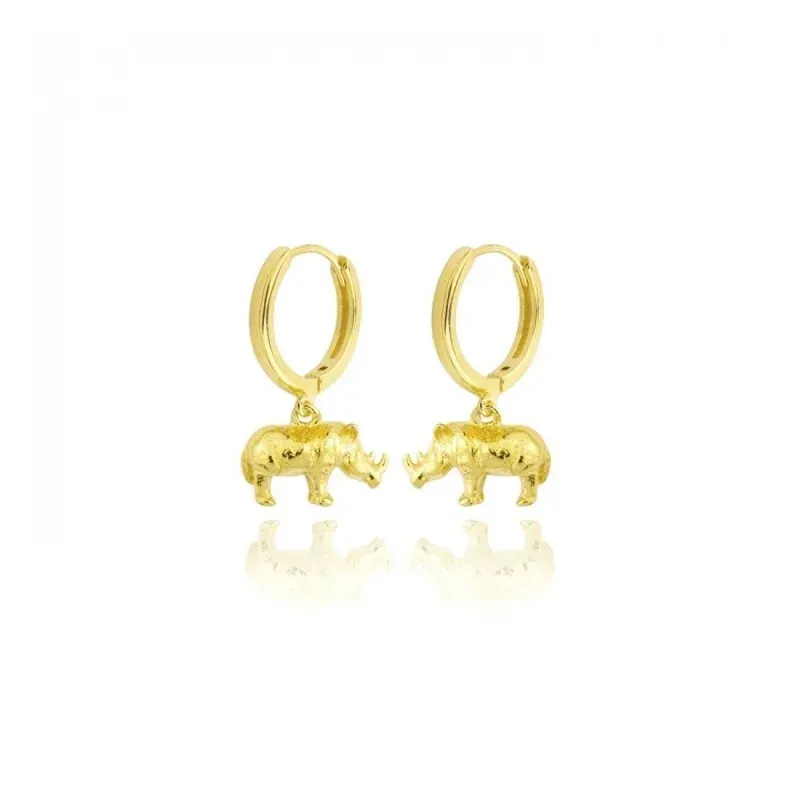 Aros Pendientes en Plata de Ley 925m chapados oro con 11 mm. animal r