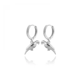Aros Pendientes en Plata de Ley 925m de 11 mm. animal loro