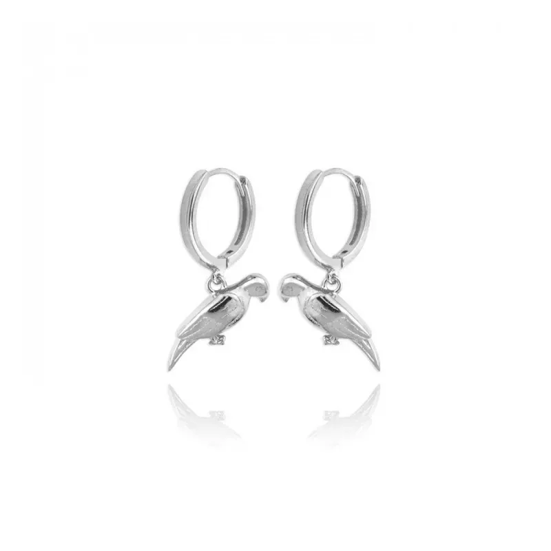 Aros Pendientes en Plata de Ley 925m de 11 mm. animal loro