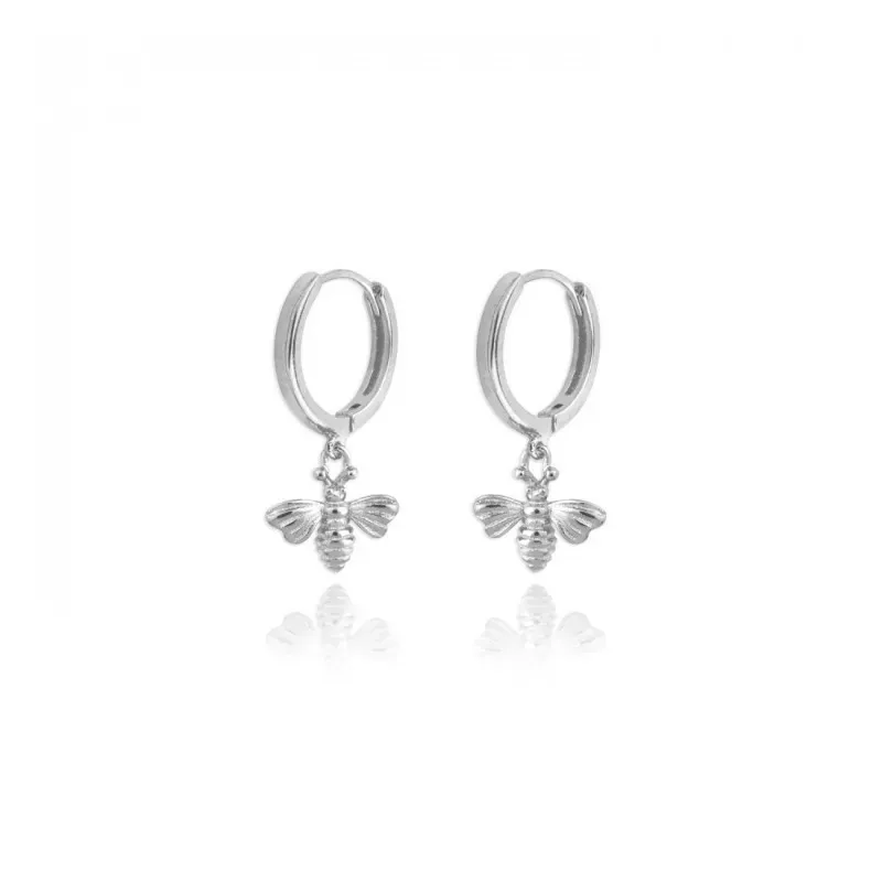 Aros Pendientes en Plata de Ley 925m de 11 mm. animal abeja
