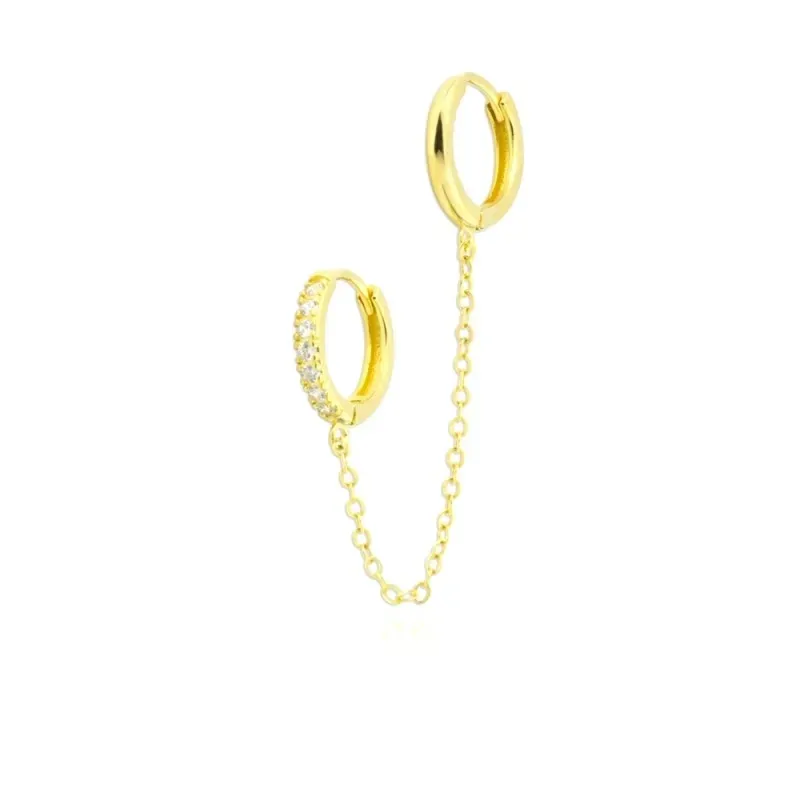 Pendientes Piercings Plata de Ley 925m chapados oro dos aros 12 mm. l