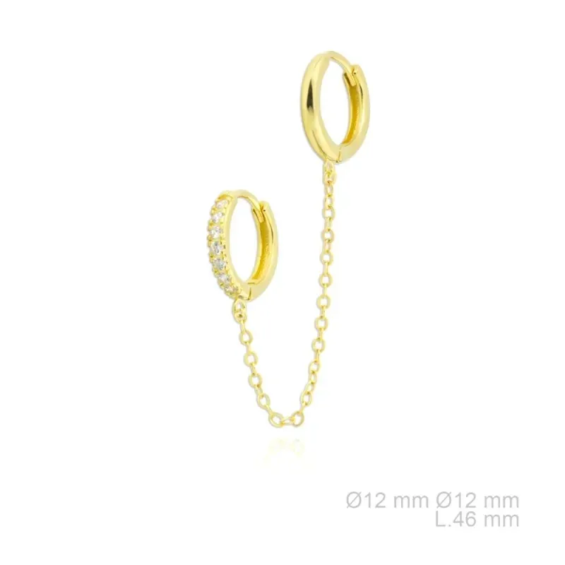 Pendientes Piercings Plata de Ley 925m chapados oro dos aros 12 mm. l