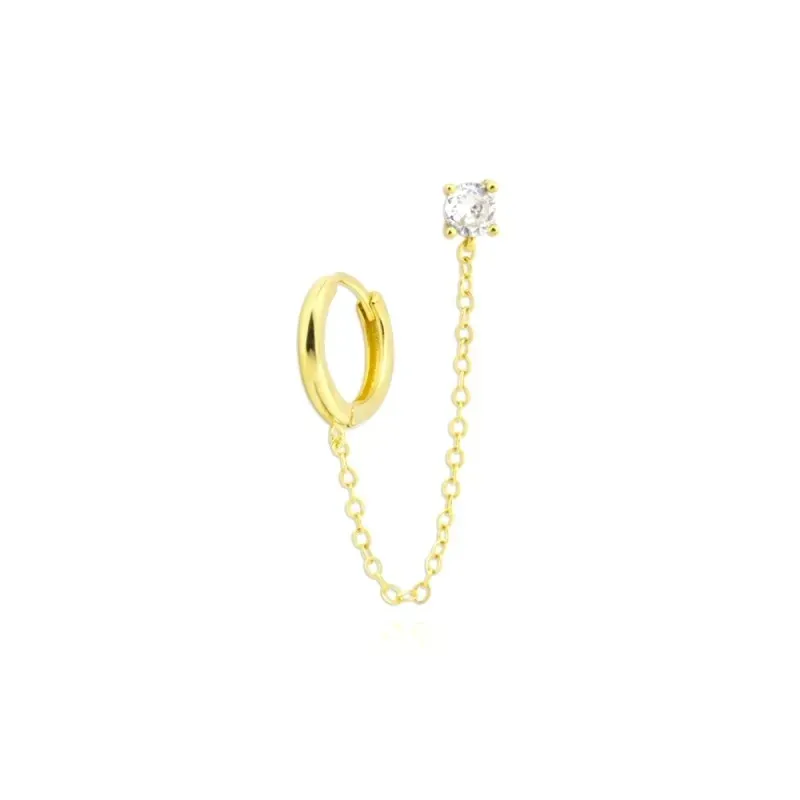 Pendientes Piercings Plata Ley 925m chapado oro aro 12 mm. con circon