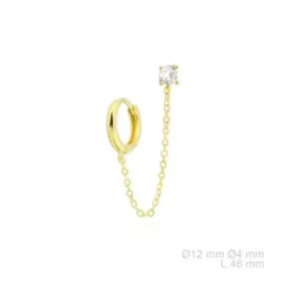 Pendientes Piercings Plata Ley 925m chapado oro aro 12 mm. con circon