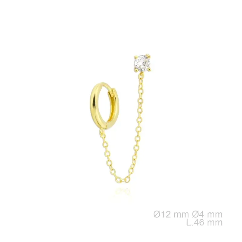 Pendientes Piercings Plata Ley 925m chapado oro aro 12 mm. con circon