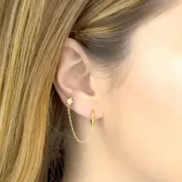 Pendientes Piercings Plata Ley 925m chapado oro aro 12 mm. estrella c