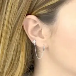 Pendientes Piercings Plata de Ley 925m aro 12 mm. con estrella circon