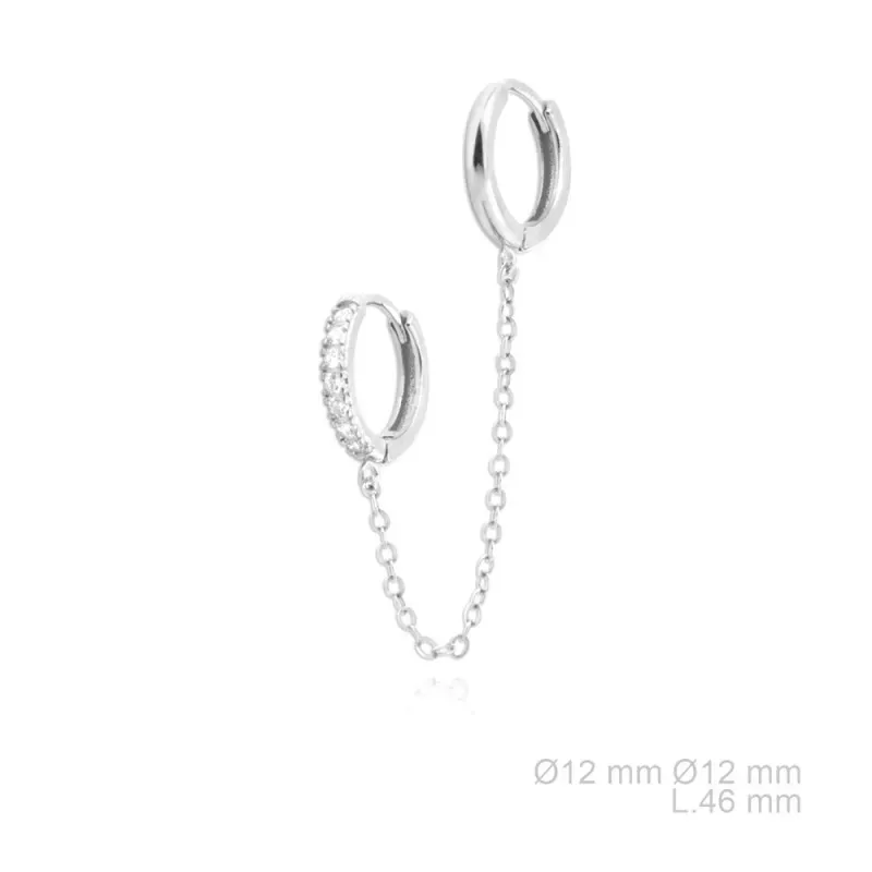 Pendientes Piercings en Plata de Ley 925m dos aros de 12 mm. liso cir