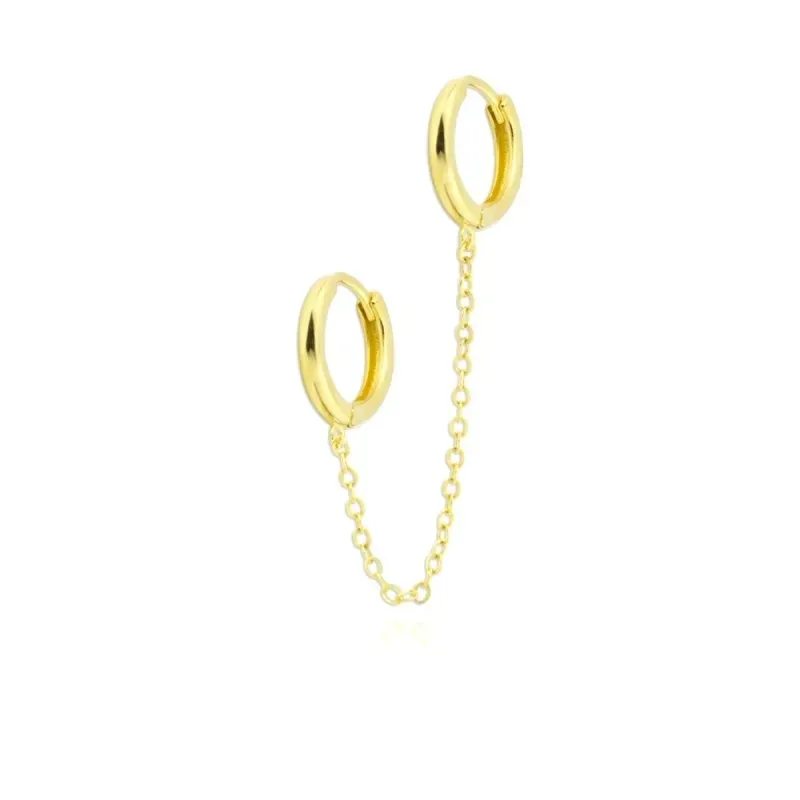 Pendientes Piercings en Plata de Ley 925m chapados en oro dos aros de