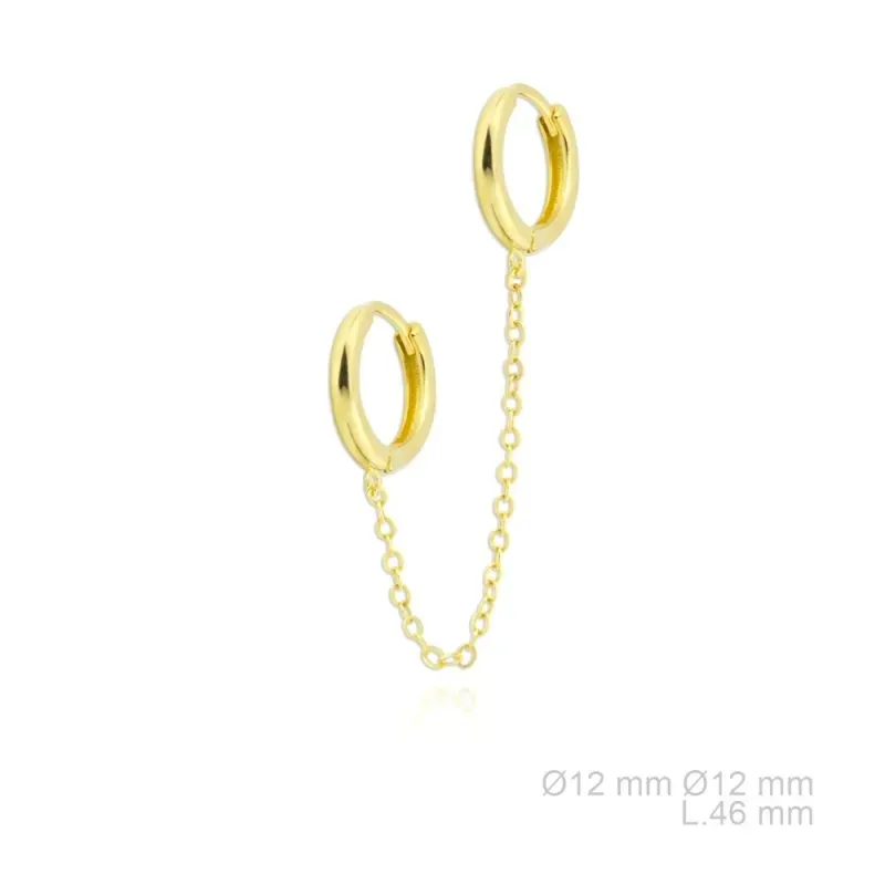 Pendientes Piercings en Plata de Ley 925m chapados en oro dos aros de