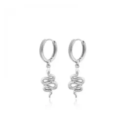 Aros Pendientes en Plata de Ley 925m de 11 mm. animal serpiente