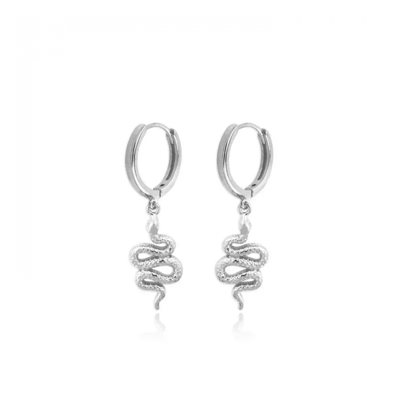Aros Pendientes en Plata de Ley 925m de 11 mm. animal serpiente