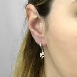 Aros Pendientes en Plata de Ley 925m de 11 mm. animal serpiente