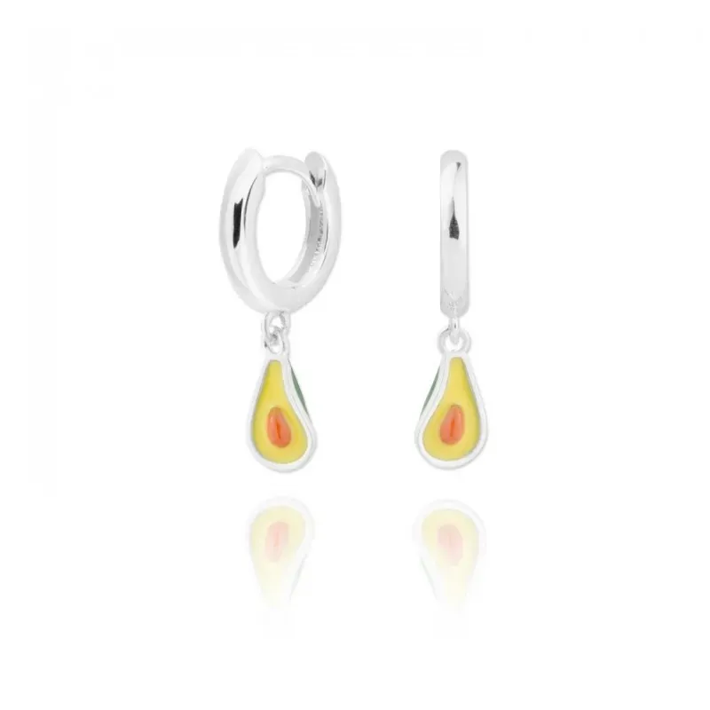 Aros Pendientes en Plata de Ley 925m de 10 mm. diámetro fruit aguacat