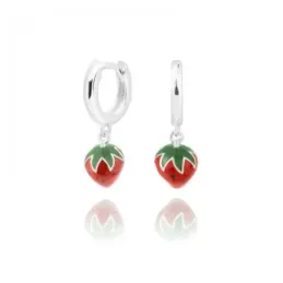 Aros Pendientes en Plata de Ley 925m de 10 mm. diámetro fruit fresa e