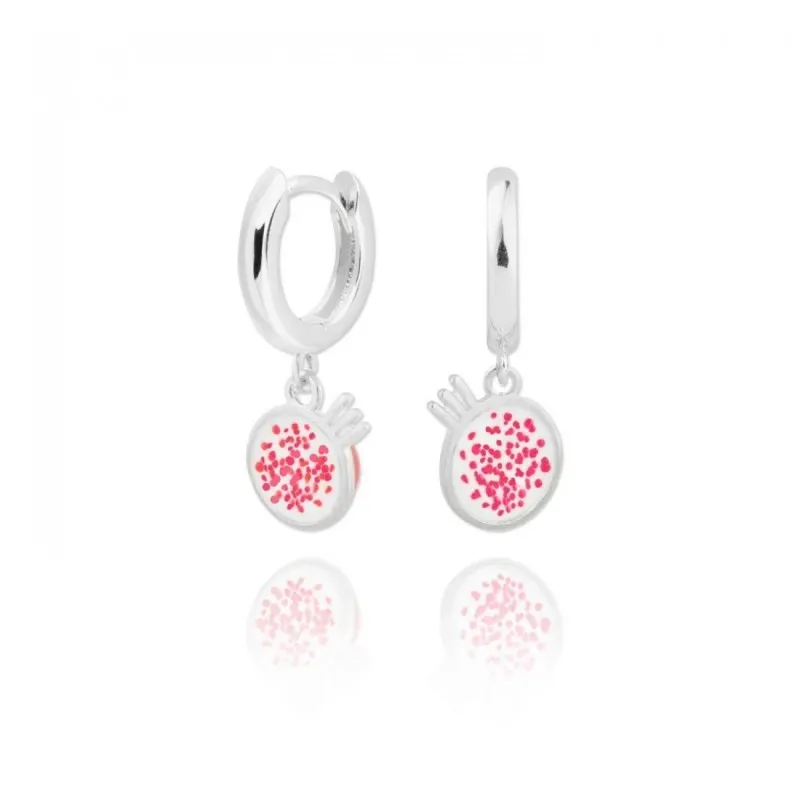 Aros Pendientes en Plata de Ley 925m de 10 mm. diámetro fruit granada