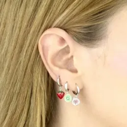 Aros Pendientes en Plata de Ley 925m de 10 mm. diámetro fruit granada