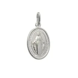 Virgen Milagrosa Medalla Plata Ley 925m lisa 19 mm. ovalada