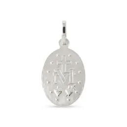 Virgen Milagrosa Medalla Plata Ley 925m lisa 19 mm. ovalada