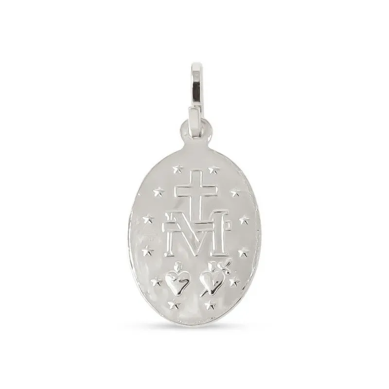 Virgen Milagrosa Medalla Plata Ley 925m lisa 19 mm. ovalada
