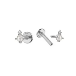 Pendientes Piercings Plata de Ley 925m mini circonita combinada media