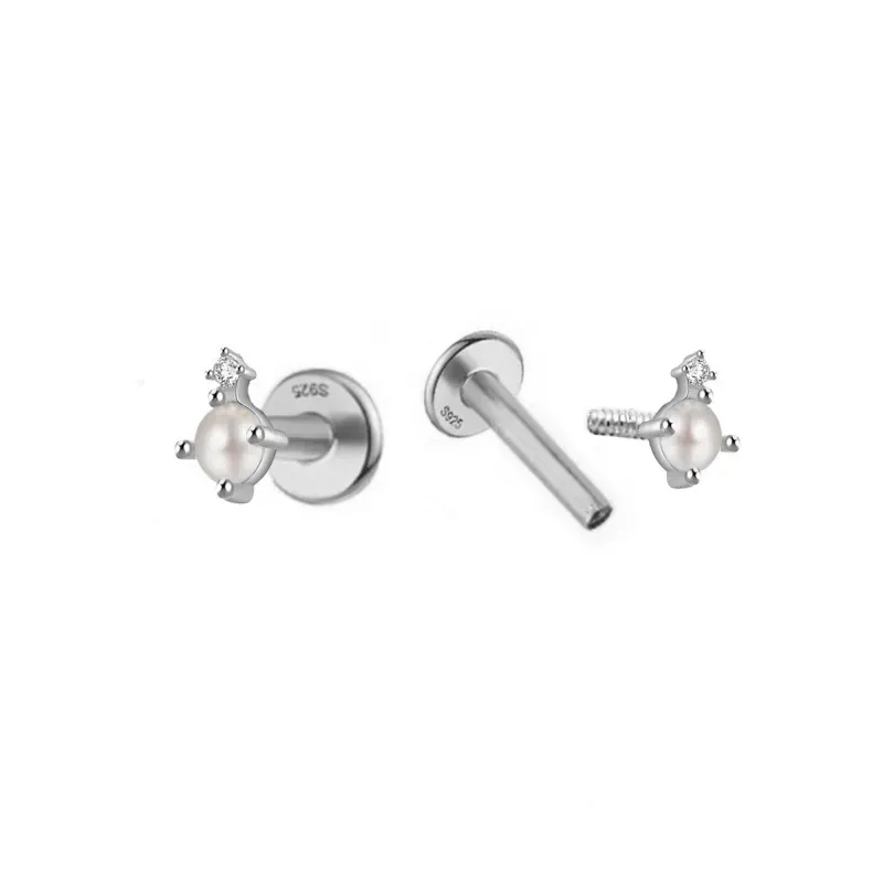 Pendientes Piercings Plata de Ley 925m mini circonita combinada media