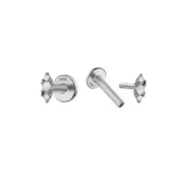 Pendientes Piercings Plata de Ley 925m mini circonitas combinadas pie