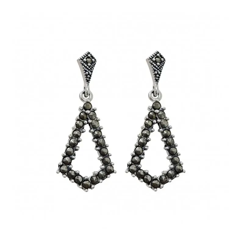 Pendientes plata ley 925m 35mm. marquesitas triángulo  [AA8859]