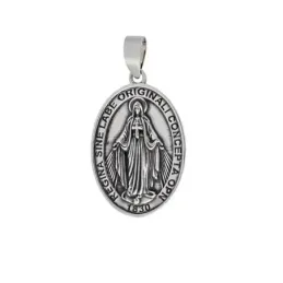 Virgen Milagrosa Medalla en Plata de Ley 925m maciza 25 mm.. Grabació