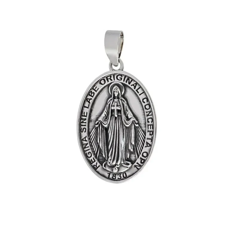 Virgen Milagrosa Medalla en Plata de Ley 925m maciza 25 mm.. Grabació