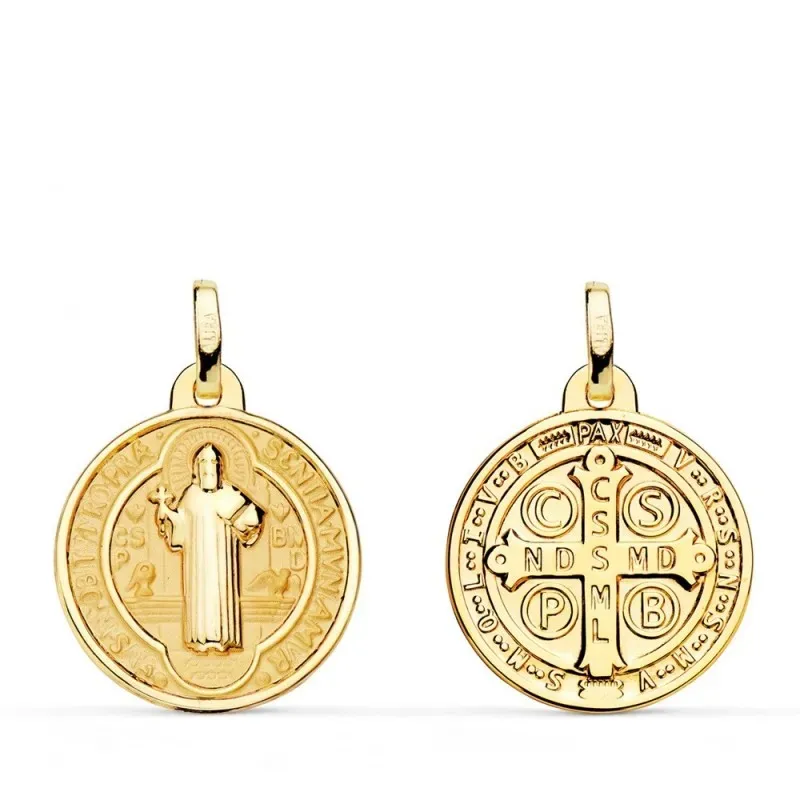 San Benito Medalla Oro 18k matizada 18 mm. combinada brillo