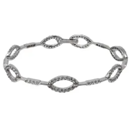 Pulsera oro blanco 18k circonitas 18cm. mujer eslabones alternos