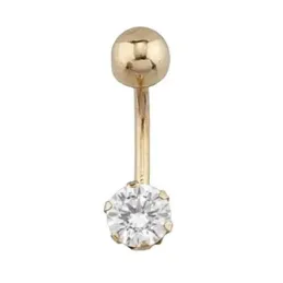 Piercing oro 18k ombligo piedra blanca [6029]