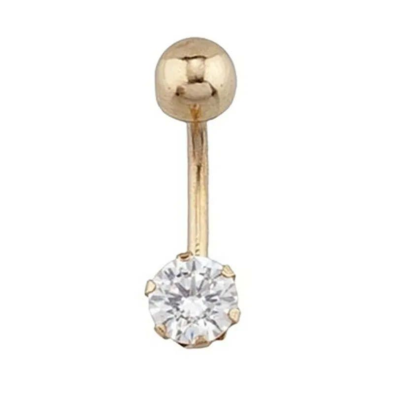 Piercing oro 18k ombligo piedra blanca [6029]