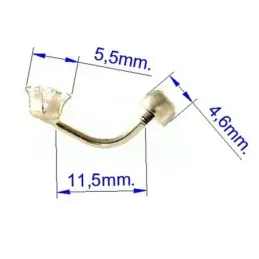 Piercing oro 18k ombligo piedra blanca [6029]