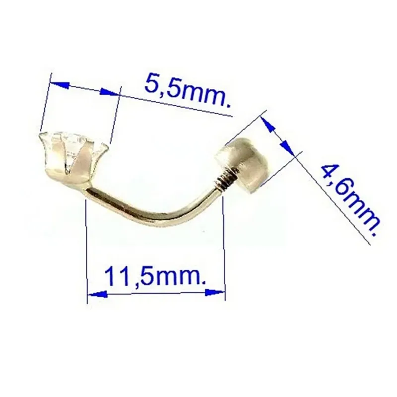 Piercing oro 18k ombligo piedra blanca [6029]