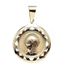 Medalla colgante oro 9k Virgen Niña 18mm redonda [6736]