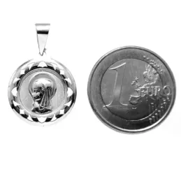 Medalla colgante oro 9k Virgen Niña 18mm redonda [6736]