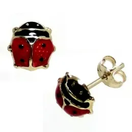 Pendientes oro 9k mariquita sampedrito esmaltado 7x7 [7197]
