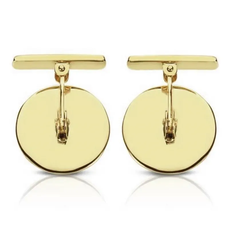 Gemelos oro 18k circulares 15mm. mate y brillo [7213]