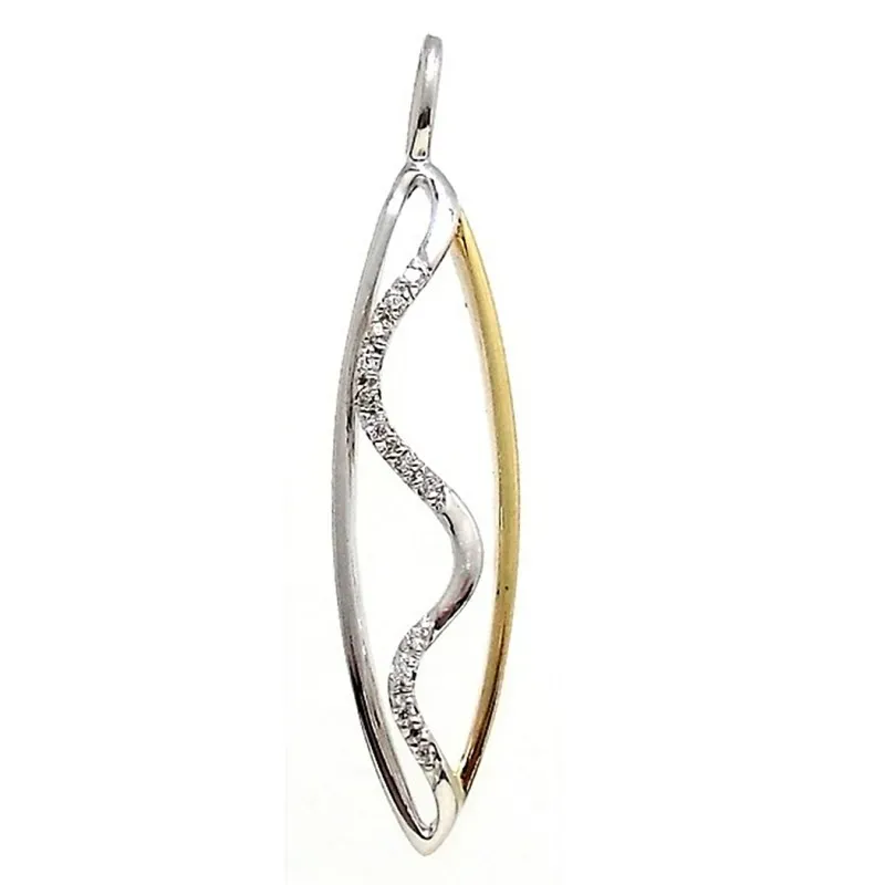 Colgante oro 18k bicolor 31mm. oval circonitas mujer