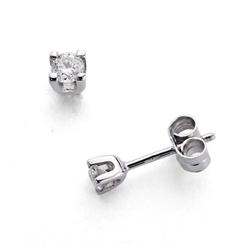 Pendientes oro blanco 18k 2 diamantes brillantes 0,2ct [7403]