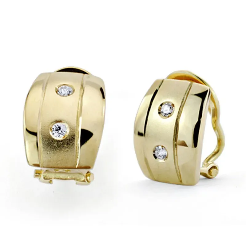 Pendientes oro 18k circonita 13mm. cierre omega [7429]