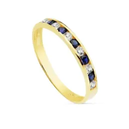 Sortija oro 18k circonita zafiro [7442]